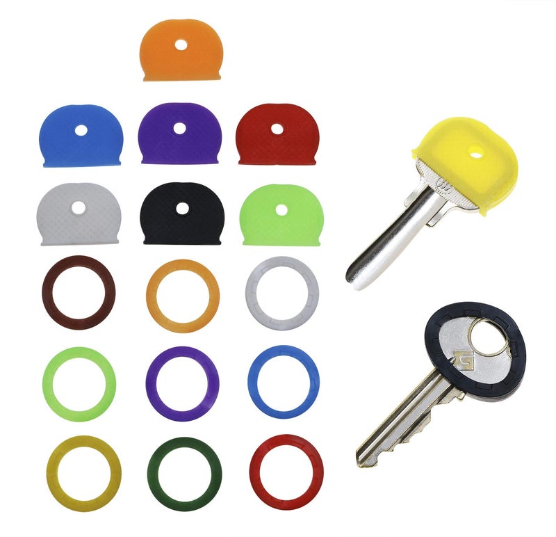Mini Skater Silicone Key Cap Key Tag Cover Ring Multicolor Rubber Key Identifier For House Home Key Organization Identify, 2 Different Style, 18PCS - Image 1